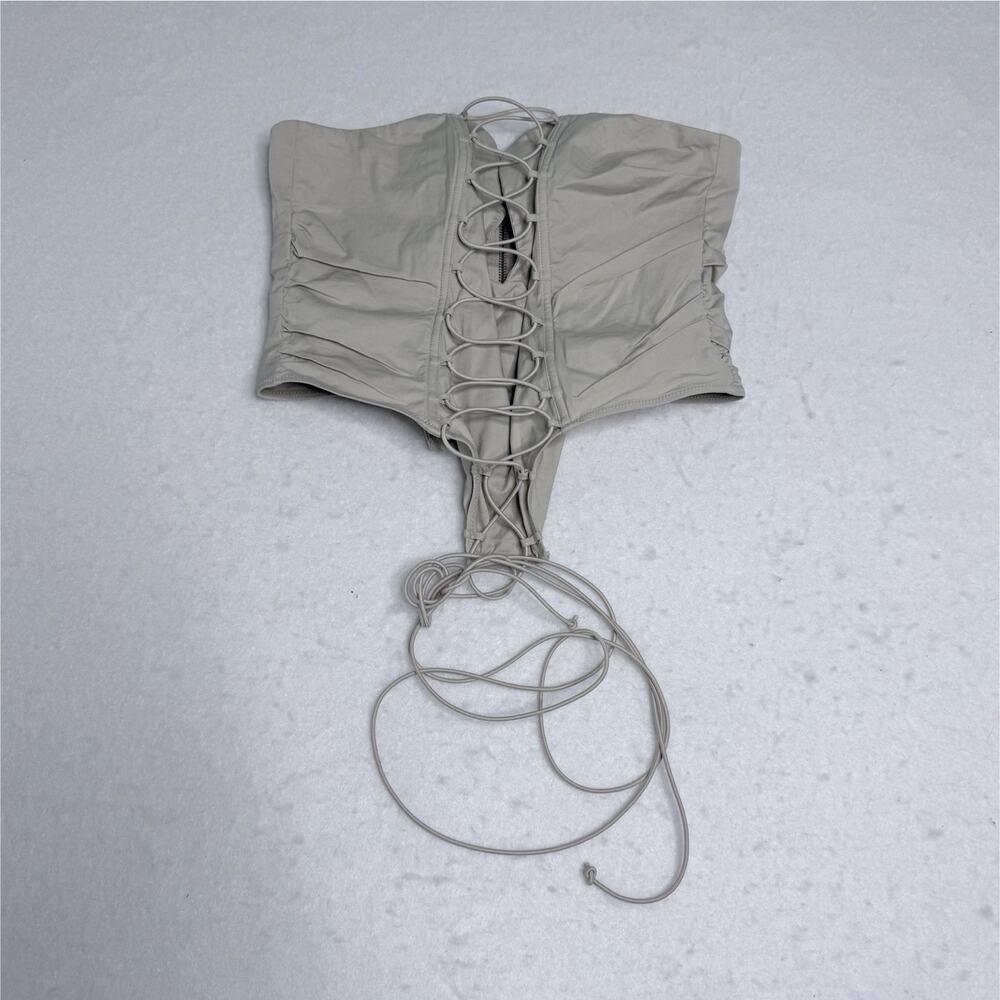 MARS THE LABEL Beige Lace-Up Zip Corset Top US Size 12